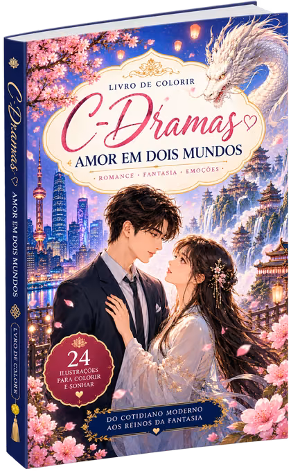 C-Dramas: Amor em Dois Mundos — Livro de Colorir